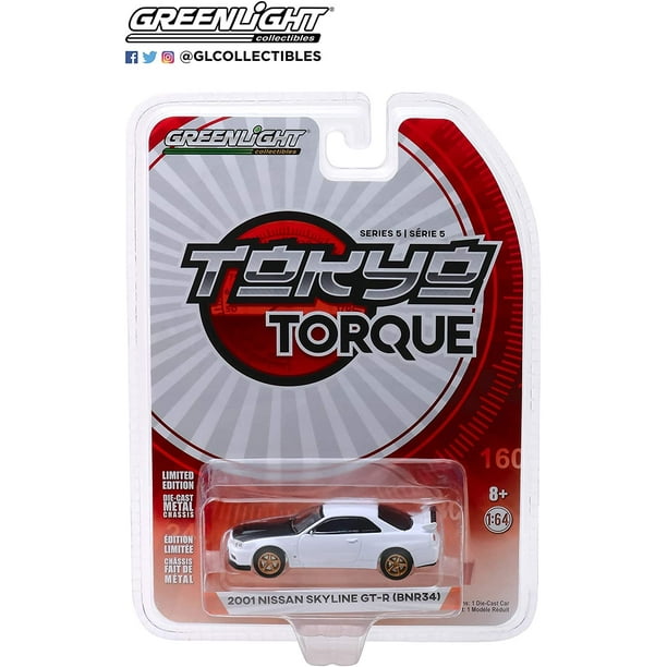 Greenlight 1 64 Tokyo Torque Series 5 01 Nissan Skyline Gt R Bnr34 V Spec Ii White With Z Tune Hood E Walmart Com Walmart Com