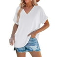 thumbnail image 2 of Womens Summer Tops Short Sleeve Shirts 2025 Fashion V Neck Outfits Clothes, 2 of 6