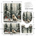 thumbnail image 2 of 4 Piece Winter Forest Bear Shower Curtain Set with Rugs, Toilet Lid Cover,Rustic Cabin Hunting Polar Bear Xmas Red Bird Snow Scene Pine Tree Fir Wild Animal Bathroom Shower Curtain with Hooks, 2 of 6