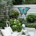 thumbnail image 2 of LuxenHome Blue Butterfly Glass and Metal Outdoor Wall Decor, 2 of 9
