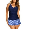 thumbnail image 1 of Traje de baño de 2 piezas para mujer, trajes de baño para mujer, traje de baño conservador de cintura alta con escote en V y estampado, conjunto dividido para mujer, 1 of 6