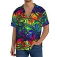 thumbnail image 3 of Disketp Men's Hawaiian Pride Rainbow Print Shirts Button Down Holiday Beach Shirts-Large, 3 of 7