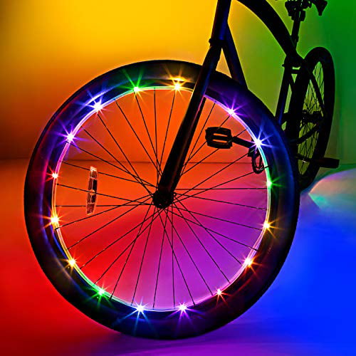 Wheelbrightz LED Bike Wheel Lights, Rainbow of 2 Lights Front and Back Tires - Bright Colorful Light for Bicycles - Have Fun - Be Seen - Weather Resistant Tube with Battery Pack - Walmart.com
