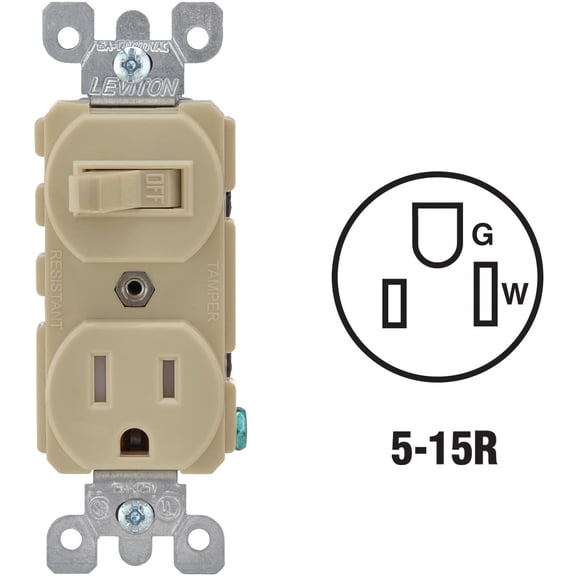 Leviton T5225 Combination Switch/Outlet 15 amps 120 V Brown 5-15R Brown