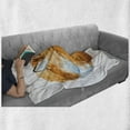 thumbnail image 6 of Animal Soft Flannel Fleece Throw Blanket, Fox Sleeping Funny Creature Kids Nursery in Watercolor Artwork Design, Cozy Plush for Indoor and Outdoor Use, 70" x 90", Apricot and White, by Ambesonne, 6 of 6