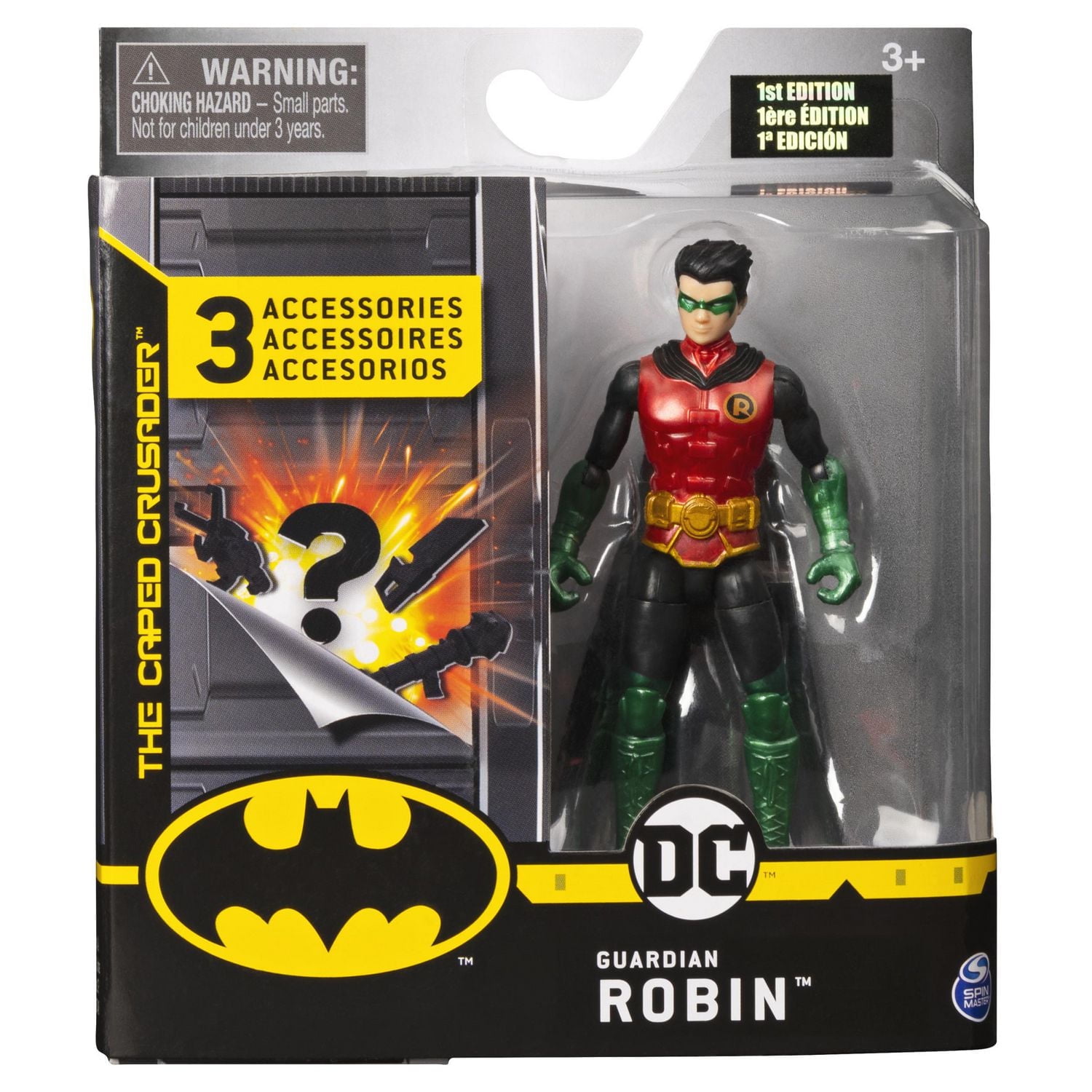 BATMAN, 4-Inch Guardian ROBIN Action Figure with 3 Mystery Accessories, Mission 2