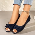 thumbnail image 6 of DIVVce Peep Toe Bow Flats For Women Suede Slip On Comfortable Casual Footwear, 6 of 8