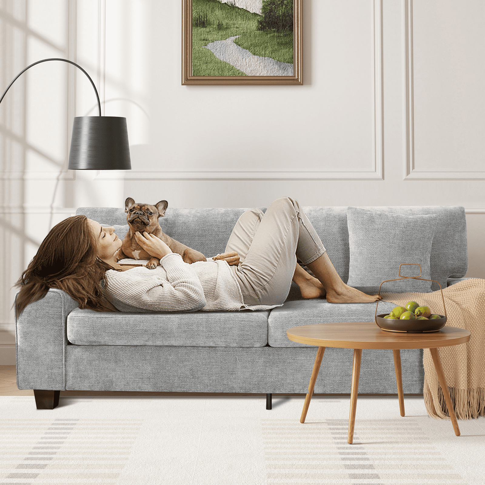 71.25" Modern Loveseat Sofa for Living Room with Removable Sofa Cushion and Detachable Sofa Cover, Small Sofa for Small Space(Light Gray)