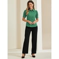 thumbnail image 3 of DARING DIVA Women's Puff Sleeve Point Collar Essential Office Shirt S Green, 3 of 6