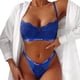 thumbnail image 1 of Gibobby Lencería sexy para mujer Conjunto de lencería de Encaje para Mujer con Cinturones de Liguero, Sujetador y Bragas, sostén y Tanga(Azul, M), 1 of 5