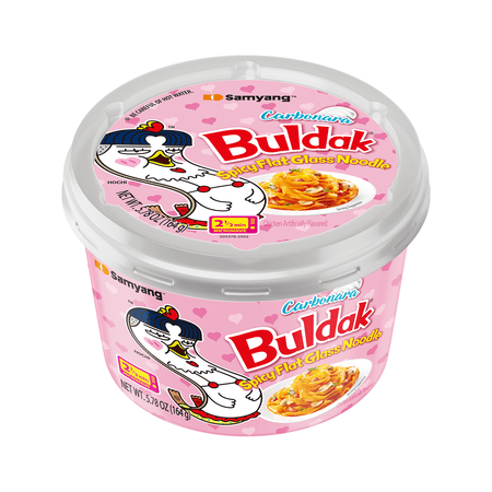 Samyang Buldak Carbonara Spicy Flat Glass Noodle Bowl, 5.78 oz