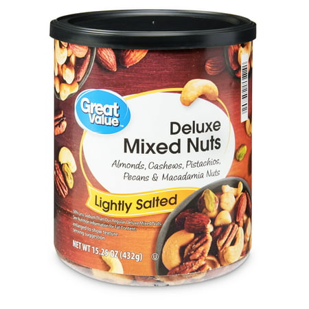 Great Value Deluxe Mixed Nuts, Lightly Salted, 15.25