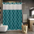 thumbnail image 3 of Dark Green Stripes Line No Hook Shower Curtain with Snap in Liner Country Abstract Art Waves Striped Classic Waterproof Bathroom Shower Curtain with See Through Top Window for Bathtub 60" x 72", 3 of 9