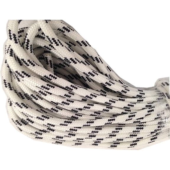 3/8 Inch by 100 Feet Tight Double Braid Polyester Rope, White with Black Tracers