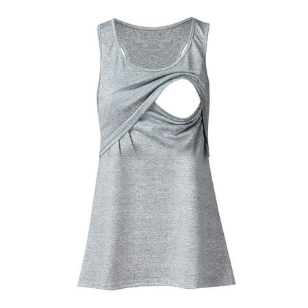 

Women Maternity Loose Comfy Pull-up Nursing Tank Tops Vest Breastfeeding Shirt /S