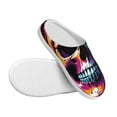 thumbnail image 3 of Daiia Colorful Skull Print Women’s Fuzzy Slippers Memory Foam Lightweight House Shoes Cozy Loafer Flannel House Shoes-39/40, 3 of 7
