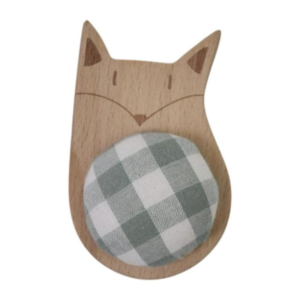 Alfiletero de madera multiusos con forma de animal pequeño para organizar agujas Verde claro