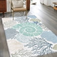 thumbnail image 3 of Ocean Conch Washable Area Rugs 2.7'x5', Coral Blue Abstract Art Texture Low Pile Throw Living Room Rug Non-Slip Sturdy Edge Binding Carpet for Indoor Entryway Bedside Kitchen, 3 of 9