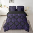 thumbnail image 7 of jejeloiu Damask Print Twin Bedding Sets,7-Piece,Gothic Flower Bedding Comforter Set,Black Purple Sheet Sets,Breathable Bedroom Decorative Reversible, 7 of 7