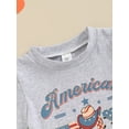 thumbnail image 5 of Suealasg Toddler Baby Boys 4th of July Shorts Set Short Sleeve Letters Print T-shirt +Cow Shorts 0-3 Years Summer Independence Day Western Outfit, 5 of 8