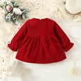 thumbnail image 7 of AherBiu Toddler Baby Girls Dress Long Sleeve Bow-Ruffle Crewneck Glitter Valentine's Day Short Red Dresses, 7 of 7