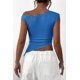 thumbnail image 2 of Blusa PRETTYGARDEN Verano 2025 Top de un Hombro Fruncido S Azul, 2 of 8