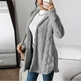 thumbnail image 5 of XFLWAM Women's Fuzzy Sherpa Fleece Hoodie Jacket Button Down Warm Winter Coats Side Split Open Front Cardigan with Pockets, 5 of 5