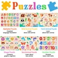 thumbnail image 4 of Melofaver Toddler Puzzles Montessori Toys for 3 4 5 Years Old, 6 PCS Wooden Puzzles for Kids Ages 4-6 - Learning Alphabet, Numbers, Shapes and Animals, Educational Toys Puzzle Gifts for Girls Boys, 4 of 7