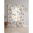 thumbnail image 4 of Sheer Curtains 96 Inches Long 2 Panels, Watercolor Brown Grey Flowers Rod Pocket Curtain Voile Draperies, Vintage Beige Texture Light Filtering Window Treatment for Living Room Kitchen Bedroom, 4 of 8
