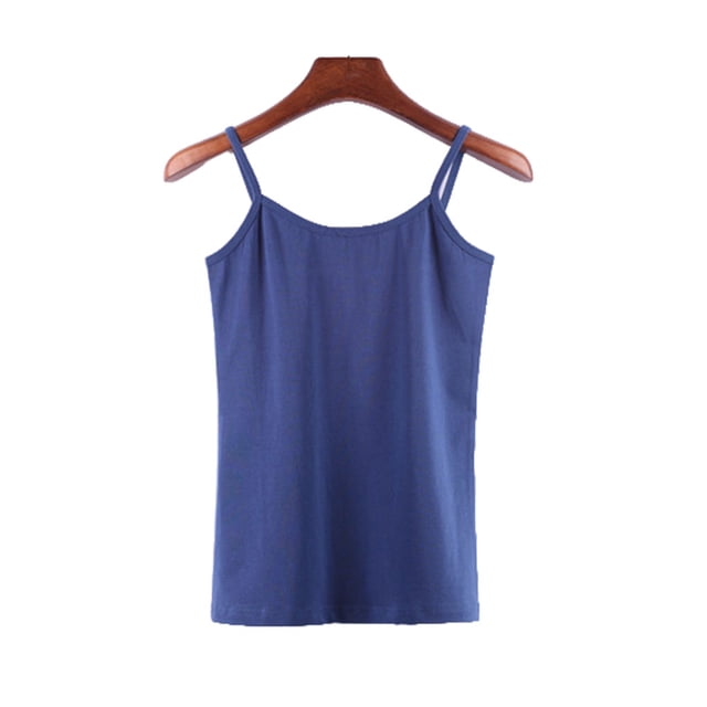 Qarigey Chaleco de algodón para mujer, ropa recortada de moda de punto, camiseta transpirable fresca, camisas de fondo exterior de primavera, Prendas para la parte del cuerpo Azul oscuro L Qarigey AP010463-45B
