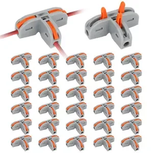 30X Compact Wire Conductor 3 Way T-Shape Lever Nut Connectors Kit For Awg 28-12