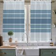 thumbnail image 2 of Blue Ombre Stripe Kitchen Curtains, Farmhouse Striped Gradient Light Filtering Window Curtain Panels, 2Pcs Rod Pocket Window Treatments Set for Living Room Bathroom Bedroom 42x63 Inches, 2 of 9