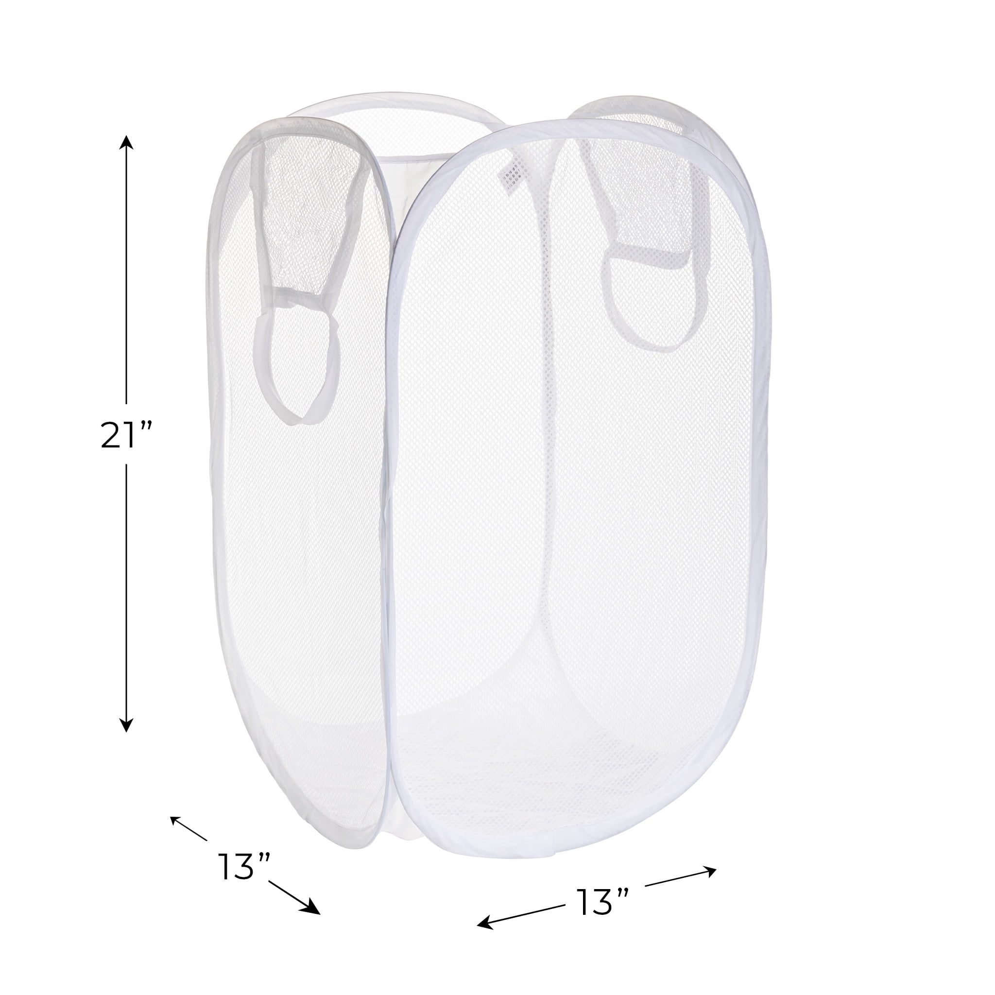 Mainstays Mesh Pop-up Hamper, Collapsible, Holds 2 Loads, White, Adult