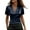 Navy, variant on Women's Satin Silk Shirt V Neck Short Sleeve Wrap Elegant Blouses Casual Office Work Tops Dressy Rose Gold XXL