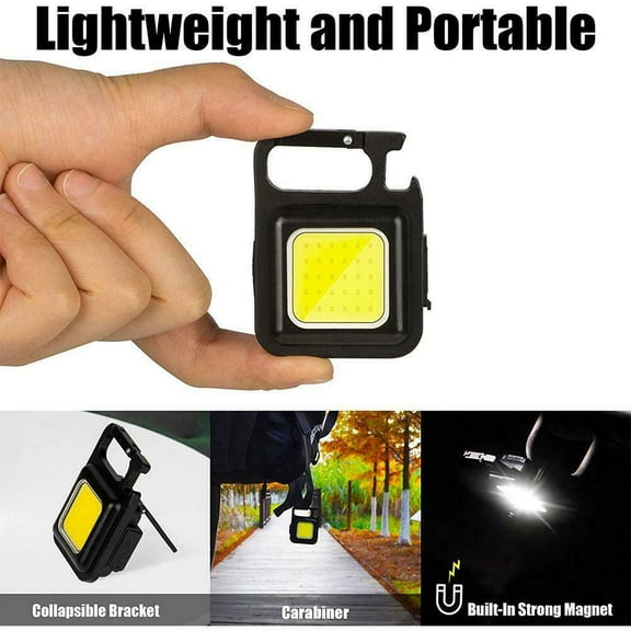 Mini COB LED Flashlight Portable Work Light Super Bright Pocket Keychains USB Rechargeable Lamp