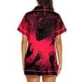 thumbnail image 4 of Womens Halloween Pajamas Set, Short Sleeve Button Down Shirt and Shorts Sleepwear, Spooky Halloween Printed Nightwear Lounge PJs for Women, 4 of 4
