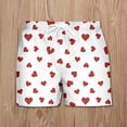 thumbnail image 2 of Bibifish Womens Pants Love Heart Printed Casual Shorts Elastic Waist Loose Fit Daily Bottoms Cute Summer Wide Leg Shorts For Ladies, 2 of 4