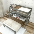 thumbnail image 3 of Plank+Beam Solid Wood Farmhouse Twin over Queen L-Shaped Bunk Bed Bed with Desk, Driftwood, 3 of 6