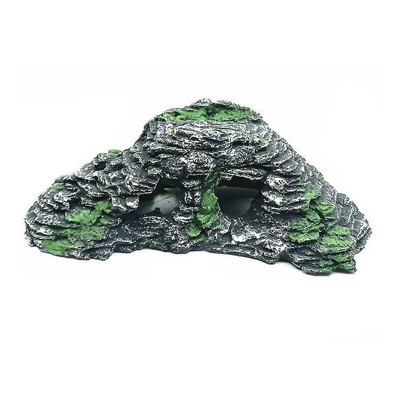 Aquarium Resin Reptile Hiding Cave Turtle Tortoise Terrace Rock Fish Tank Decor(size:s)