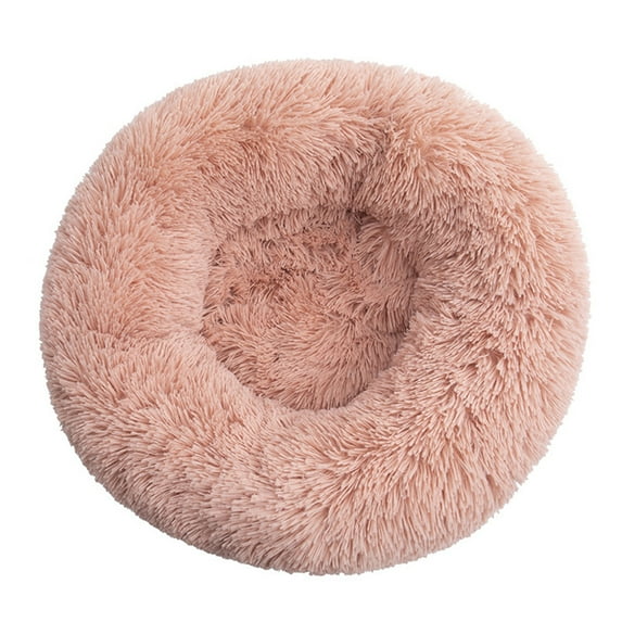 Mightlink Non-slip Bottom Thickened Solid Color Puppy Kennel Winter Round Long Plush Cat Bed Pet Supplies