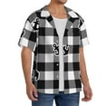 thumbnail image 2 of Sikiie Anchor Black Tartan Plaid Men's Wrinkle Free Untucked Cuban Shirt Business Casual Button Down Shirts Short Sleeve Shirt3X-Large, 2 of 5