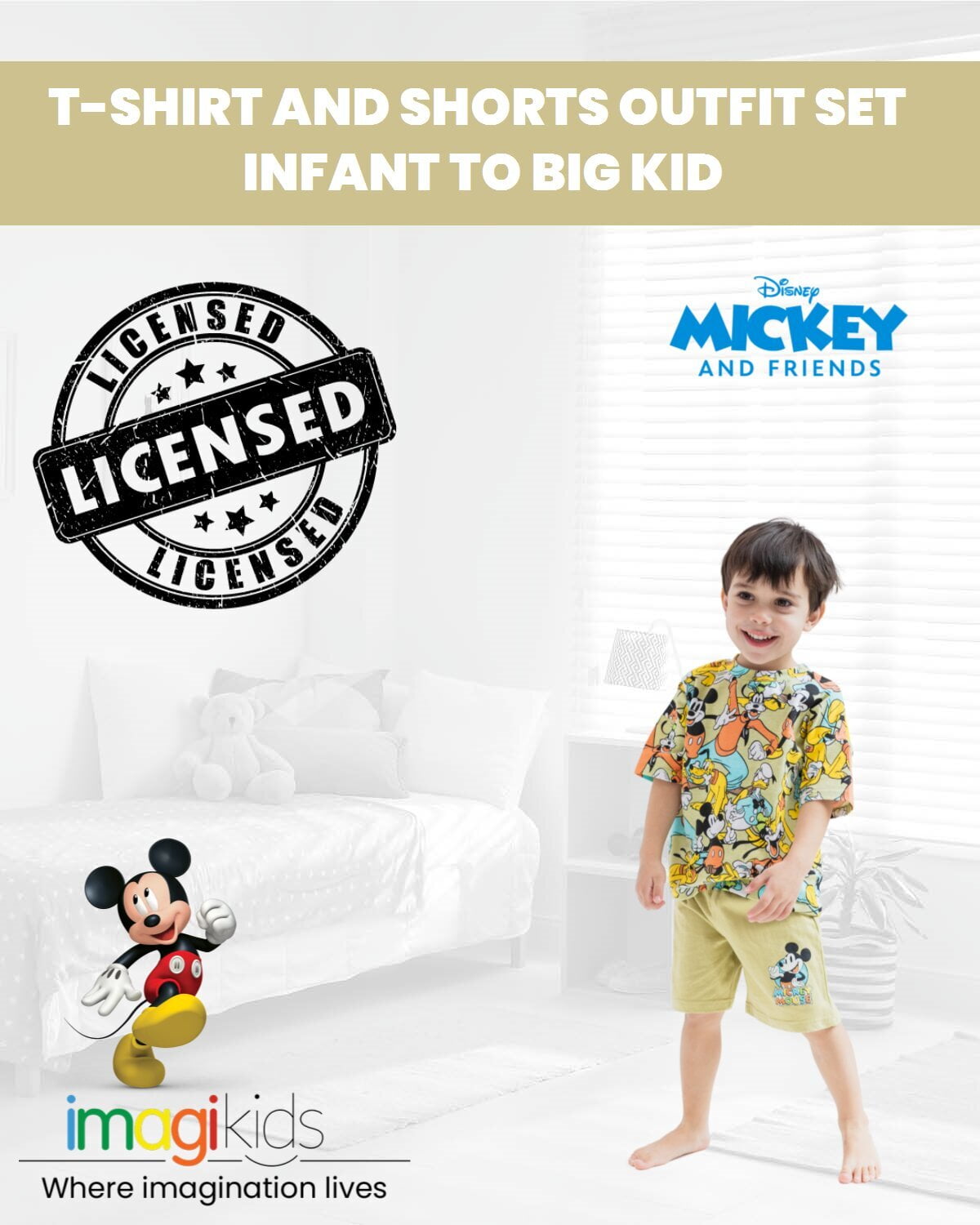 Disney Mickey Mouse Goofy Donald Duck Infant Baby Boys T-Shirt and Shorts Outfit Set Infant to Big Kid