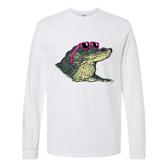 Inktastic Sunny Gator in Pink Sunglasses Long Sleeve T-Shirt