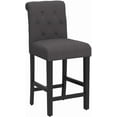 thumbnail image 5 of Bar Stools, Counter Height Chairs, Upholstered Fabric Padded Kitchen Island Wood Barstools with Button Tufted Backrest and Solid Wood Legs, 5 of 10
