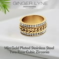 thumbnail image 2 of Two Row CZ Spinner Eternity Ring for Women 14Kt Gold Plated Stainless Steel Wide Band Ginger Lyne Collection, 2 of 5