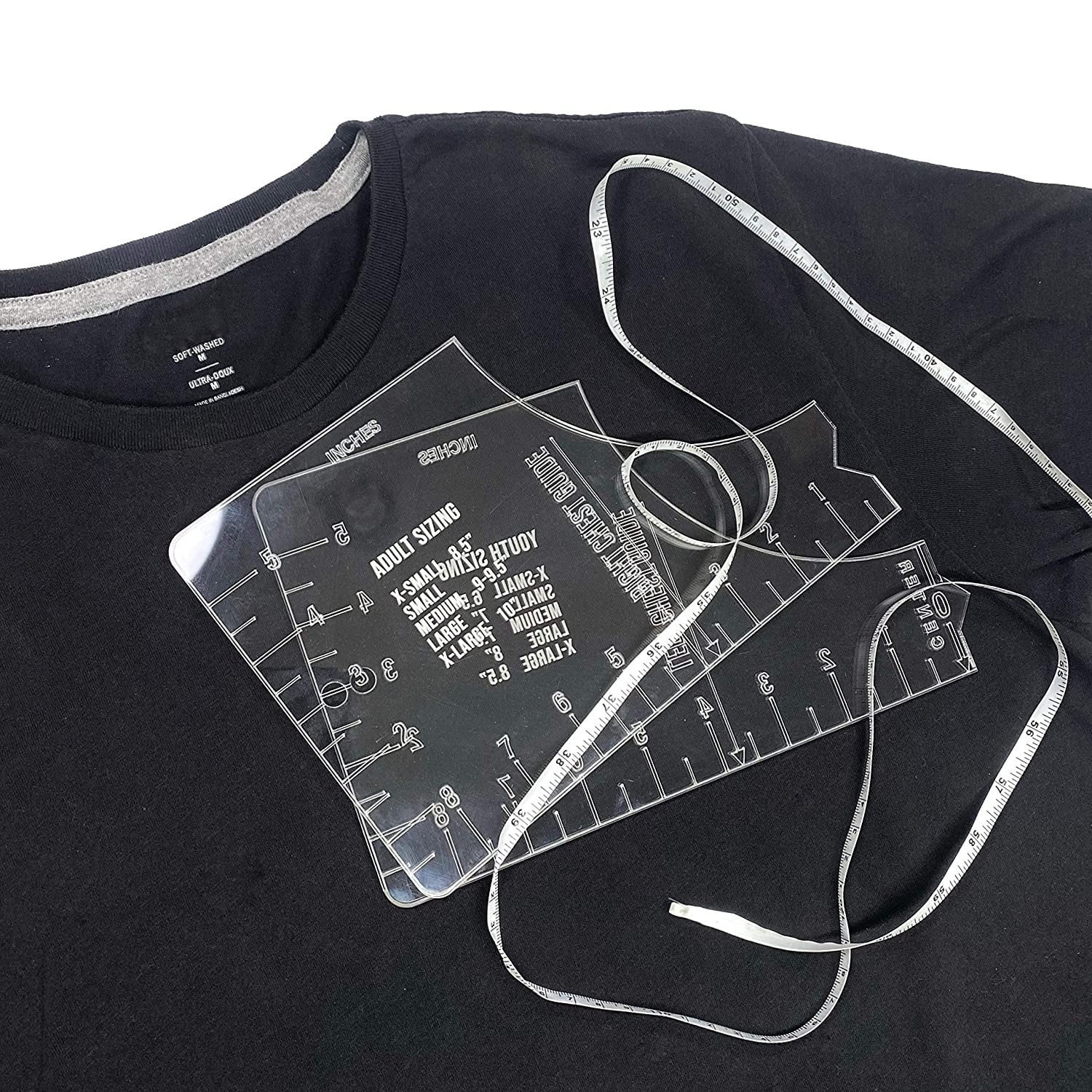 5 Rulers Included T-Shirt Alignment Tool T Shirt Ruler Guide Tool Acrylic with Clothing Size Chart for Making Fashion Center Design T-Shirt Ruler Guide Adult Youth Toddler Infant.