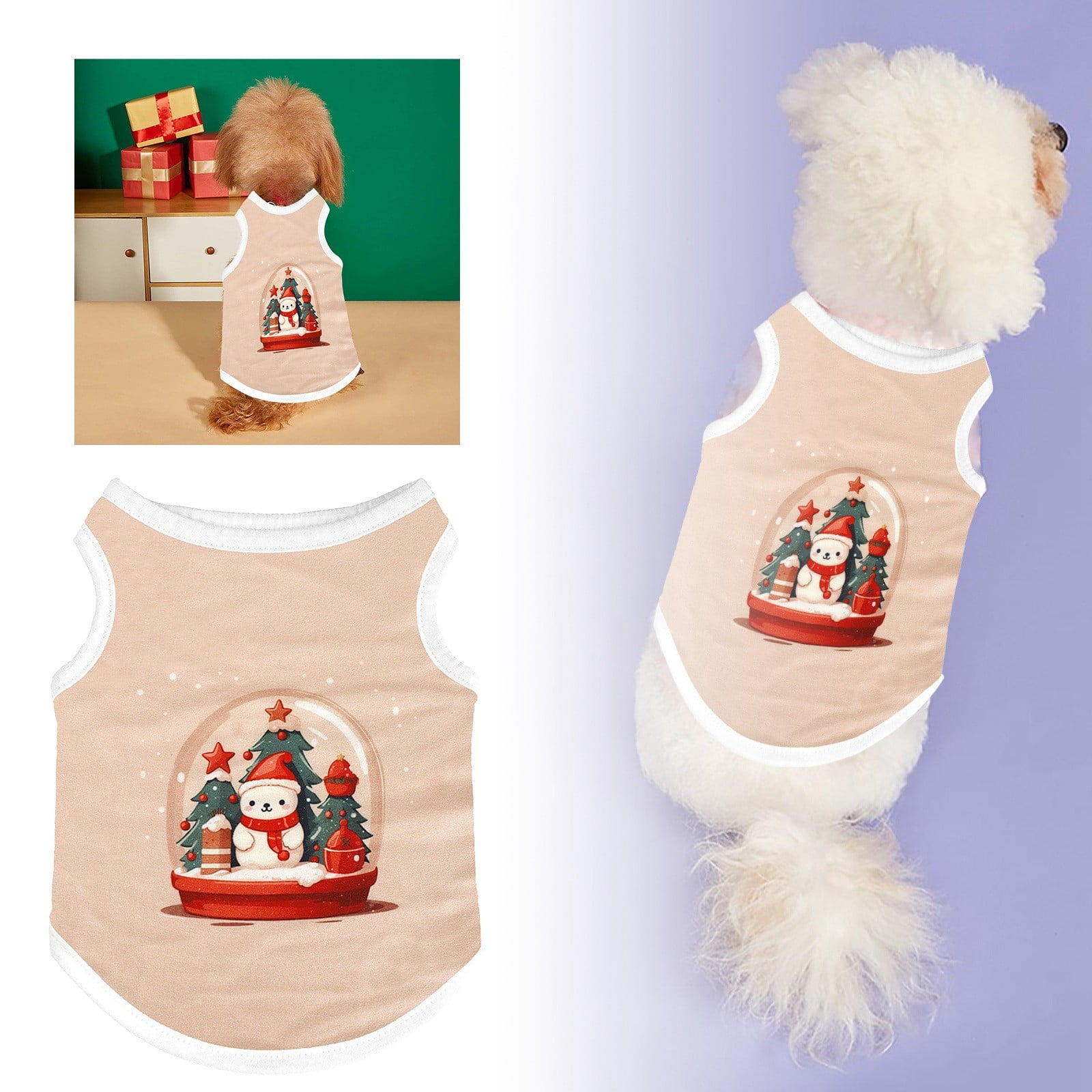 Vêtements Pour Animaux De Compagnie De Noël,Costume De Noël Chien,Vêtements De Noël Pour Chien,Costume De Père Noël Chien Et Chat Pour Animaux De Compagnie Avec Bonnet De Noel,pour Petits Cosplay