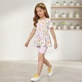 thumbnail image 4 of CCRFTGI Girls' Clothing Sets Summer Outfits Size 7-8 Cute Preppy 2 Piece Outfits Activewear Athletic Floral Print Short Sleeve Ruffle Hem T Shirt and Biker Shorts Clothing Sets Green 2-3 Years, 4 of 6