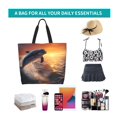 thumbnail image 6 of Bingfone Canvas Tote Bag for Women with Inner Pocket Aesthetic Cute Shopping Tote Bags Reusable Grocery Bags- Sunset Dancing Dolphin, 6 of 8