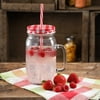 The Pioneer Woman 32 Ounce Red Straw Clear Mason Jar